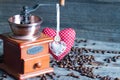 Coffee grinder and heart retro vintage abstract still life Royalty Free Stock Photo