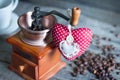 Coffee grinder and heart retro vintage abstract still life Royalty Free Stock Photo