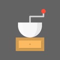 Coffee grinder, kitchen equipment flat design icon