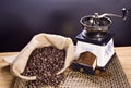 Coffee grinder and roasted coffee beans