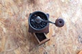 Coffee grinder on wood table