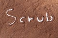 Coffee ground with scrub text