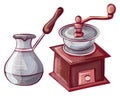 Turkish Cezve Pot for Making Coffee Grinder Set