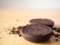 coffee grounds after bean extraction espresso machine perfect cookie powder pile brown roasted dark black drink caffeine food Royalty Free Stock Photo