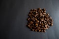 Coffee grounds on black background. top view Royalty Free Stock Photo