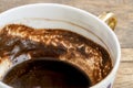 Shapes of Turkish coffee grounds in cup for fortune telling Royalty Free Stock Photo