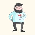 Coffee guy boss color vector illustration Royalty Free Stock Photo
