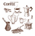 Coffee hand draw set Royalty Free Stock Photo
