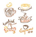Coffee hand drawn Labels. Royalty Free Stock Photo