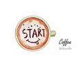 Coffee .Hand drawn watercolor painting on white background ,Vector illustration Royalty Free Stock Photo