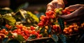 Coffee harvesting on a Brazilian plantation - AI generated image