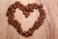 Heart made from coffee beans Royalty Free Stock Photo