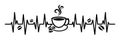 Coffee Heartbeat, vector illustration of cardiogram with coffee cup shape.