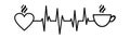 Coffee Heartbeat, vector illustration of cardiogram with coffee cup shape.