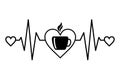 Coffee Heartbeat, vector illustration of cardiogram with coffee cup shape.