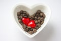 Coffee - hearts, grains, bowl