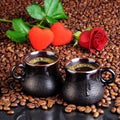 Coffee, hearts and rose Royalty Free Stock Photo