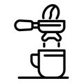 Coffee holder and cup icon, outline style
