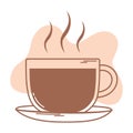 Coffee hot beverage on dish icon line and fill