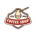 Coffee house emblem template. Design for logo, label, sign, poster, flyer. Vector illustration Royalty Free Stock Photo