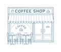 Coffee house facade hand drawn vector illustration