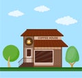 Coffee house front view flat icon Royalty Free Stock Photo
