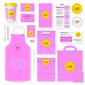 Coffee house identity template set pink color Royalty Free Stock Photo