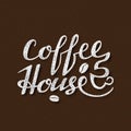 Coffee House lettering. Handwritten inscription for cafe signboard or poster design