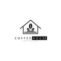 Coffee house logo illustration line design vector template Royalty Free Stock Photo