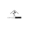 Coffee house logo illustration outline tree design template vector Royalty Free Stock Photo