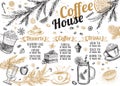 Coffee house menu. Restaurant cafe menu, template design. Food flyer. Royalty Free Stock Photo