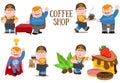 Coffee house. Service staff. Elements for design products with a coffee theme Royalty Free Stock Photo