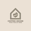 coffee house shop with line art style logo vector icon design. business symbol template illustration Royalty Free Stock Photo