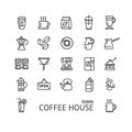 Coffee House Sign Black Thin Line Icon Set. Vector Royalty Free Stock Photo