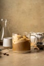 Coffee and ice cream in glass mug. Delicious affogato dessert. Royalty Free Stock Photo