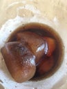 Coffee ice cubes in iced coffee drink