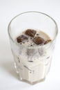 Iced coffee cocktail or frappe with ice cubes and cream Royalty Free Stock Photo