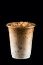 Coffee with ice  in take away cup isolated on black Royalty Free Stock Photo