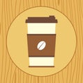 Coffee Cup Vector with Wood Background