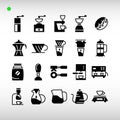 Coffee icon set in black or glyph style