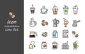 Coffee and Milk tea Icon Drink Set Line Design