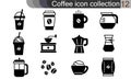 Coffee icon set in thin line style. Cafe and restaurant corporate identity design elements. Coffee maker or coffee shop vector pi Royalty Free Stock Photo