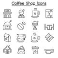 Coffee icon set in thin line style