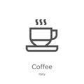 coffee icon vector from italy collection. Thin line coffee outline icon vector illustration. Outline, thin line coffee icon for