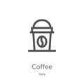 coffee icon vector from italy collection. Thin line coffee outline icon vector illustration. Outline, thin line coffee icon for