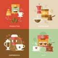 Coffee icons flat