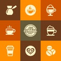 Coffee Icons Set in Flat Design Color Style.