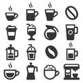 Coffee Icons Set on White Background. Vector