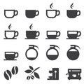 Coffee icons with white background.