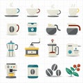 Coffee icons and white background